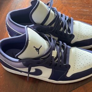 Jordan Men's Sneakers in White and Dark Purple